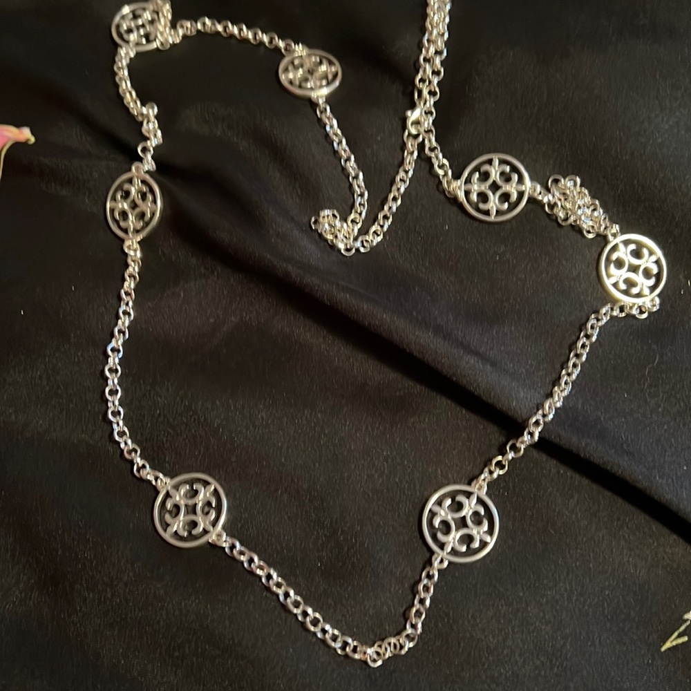 Silver toned long necklace